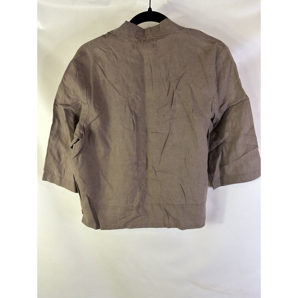 Willow Linen Button Front Shirt Brown USA. Lagenlook Artsy - Picture 7 of 7
